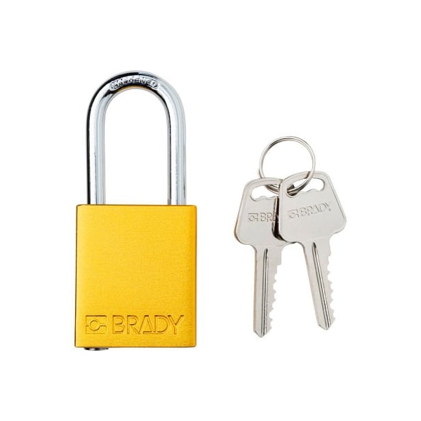 Brady Brady Safety Lockout Padlock, Keyed Different, 1-1/2in, Aluminum/Steel, Yellow SDAL-YLW-38ST-KD - main